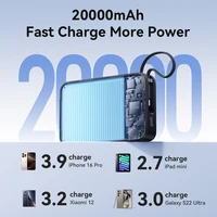 Batterie externe Vention 65W 20000mAh avec câble USB-C intégré, batterie externe portable pour ordinateur portable, chargeur rapide PD pour iPhone 18 Samsung S26 S25 4
