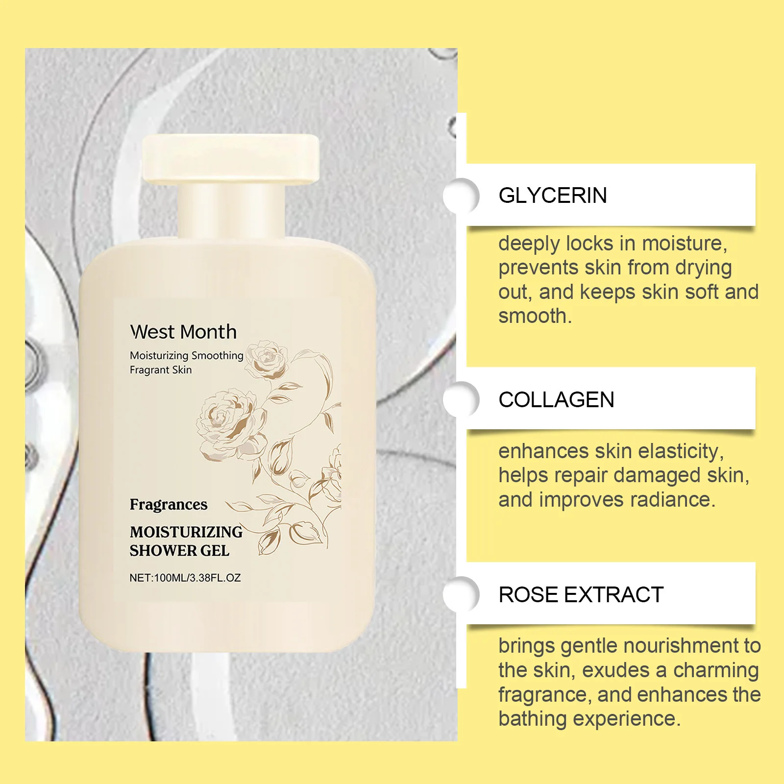 100ml Fragrance Body Shower Gel Skin Smooth Exfoliating Cleansing Pores Repair Dry Rough Skin Refreshing Bath Lotion