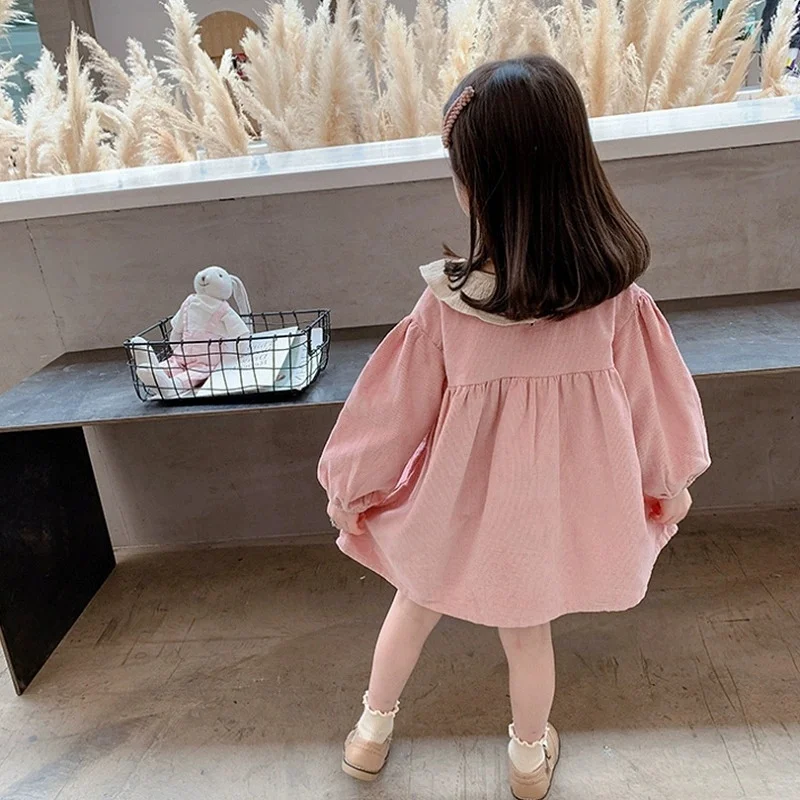 

2026 New Autumn Children Clothes 2-7Yrs Girl Party Dress Baby Girl Romper Long Sleeved Cotton Splicing Kids Princess Dresses