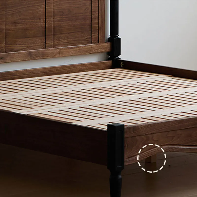 Łóżko dwuosobowe francuskie z litego drewna, styl retro amerykański, średniowieczne, do sypialni głównej, rozmiar queen, z możliwością personalizacji.