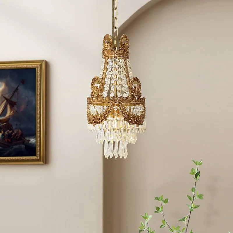 French crystal entrance small chandelier European all copper