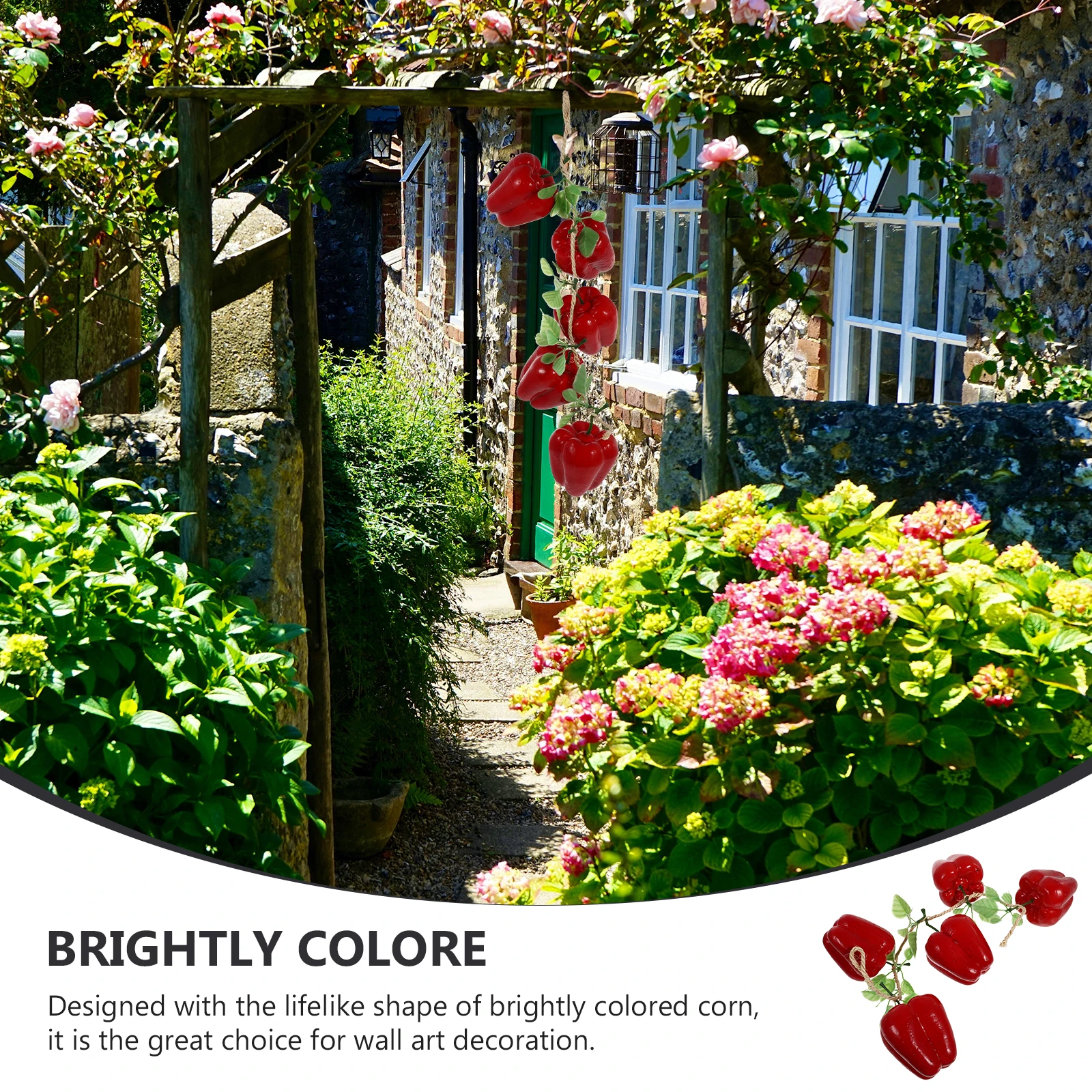 

Simulated Vegetable Skewers Decorative Hanging naments Creative Wall Art Home Garden Park Decoration Red Pepper Strings