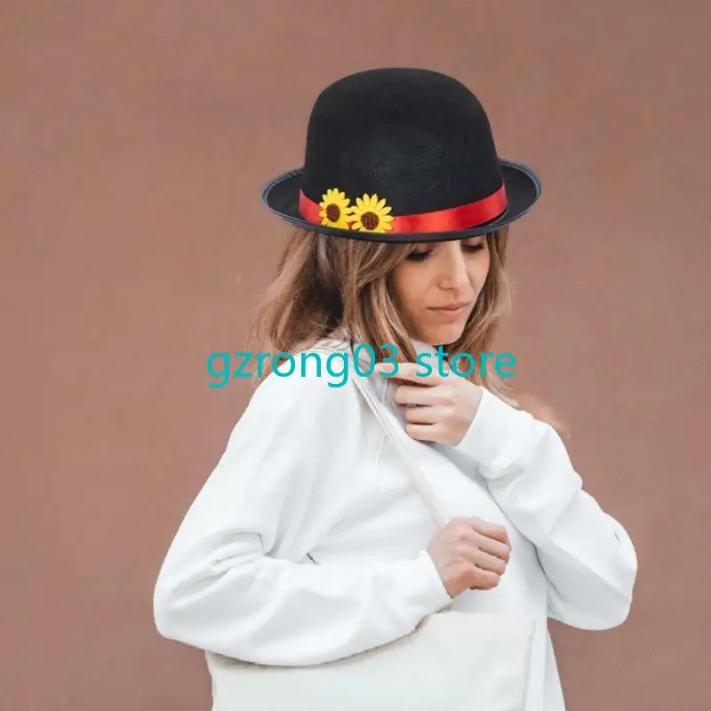 127C زي الهالوين السحرة قبعة ربطة عنق للجنسين أزياء تنكرية للحفلات قبعة على شكل قبة دعائم مسرح عرض سحري إكسسوارات الزي