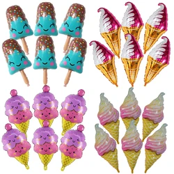 6Pcs Summer Ice Cream Foil Helium Balloons Birthday Theme Party Decoration Baby Shower Aluminum Film Air Globos Kids Toys Set