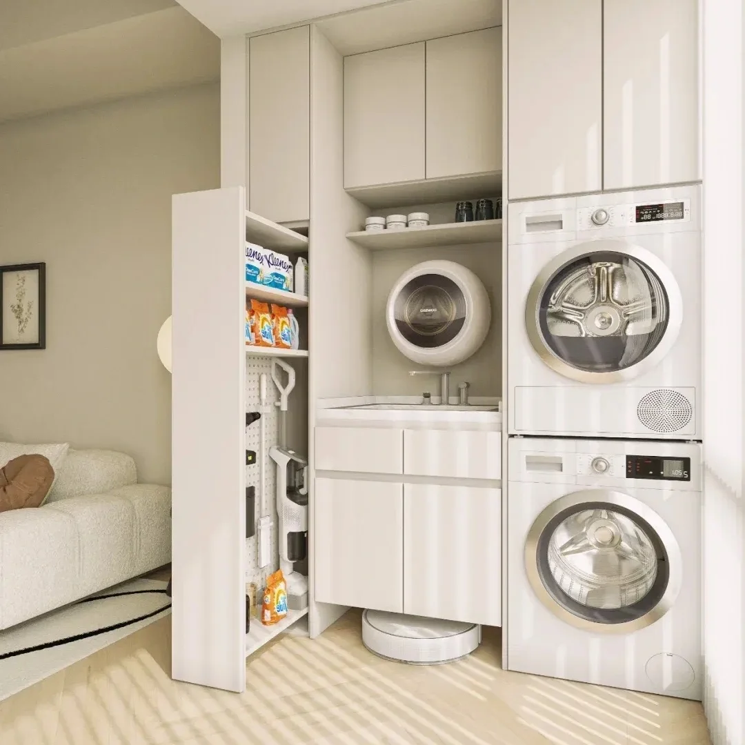 Washing Machine CabinetSenger Practical Hot-sell Space-saving Laundry Room Cabinets With Washing Machines Customized Storage Cab
