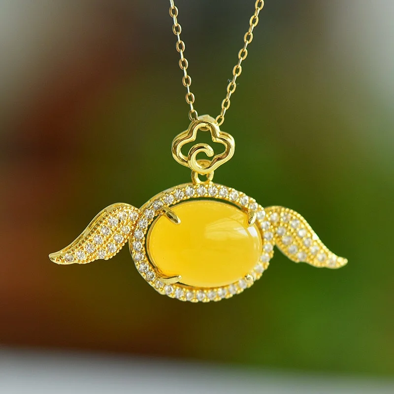 

Natural, mosaic, beeswax, angel wings, egg pendants, fashion, wholesale 01