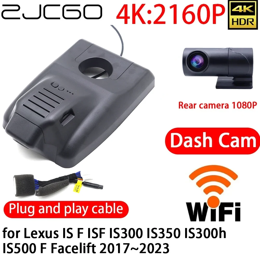 

ZJCGO 4K DVR Dash Cam Wifi Front Rear Camera 24h Monitor for Lexus IS F ISF IS300 IS350 IS300h IS500 F Facelift 2017~2023