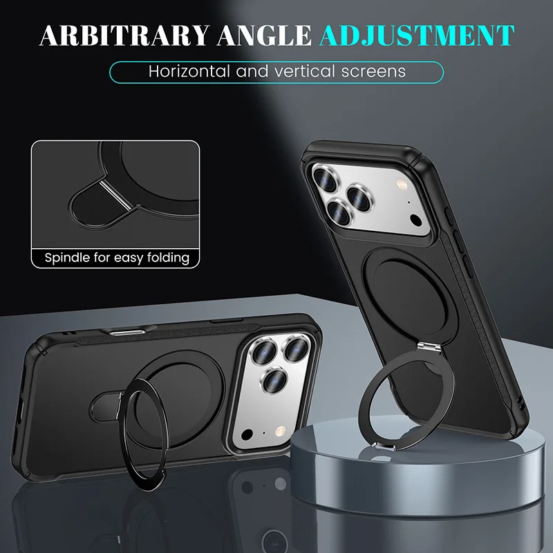 حافظة حامل هاتف محمول مغناطيسية جديدة لهاتف آيفون 17 16 15 برو ماكس بلس شاحن لاسلكي حلقة واقية غطاء مسند مغناطيسي #2