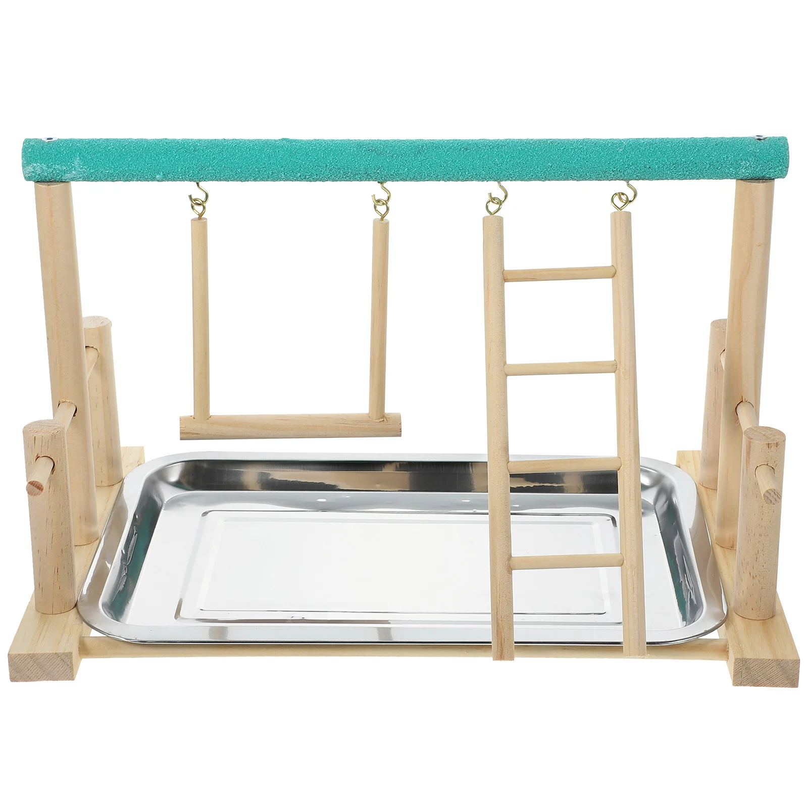 

Solid Wood Parrot Play Stand Natural Bird Playground Frame Feeding Device Water Feeder Cockatiel Exercise Pet Playstand