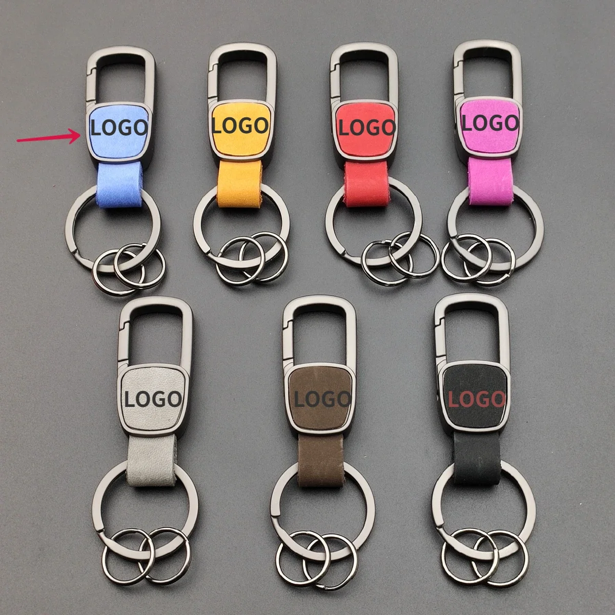 

Customized Leather Anti Lost Keychain Car Key chain Hanging Rope Business Gift Cowhide Creative Personality Zinc Alloy Keyring