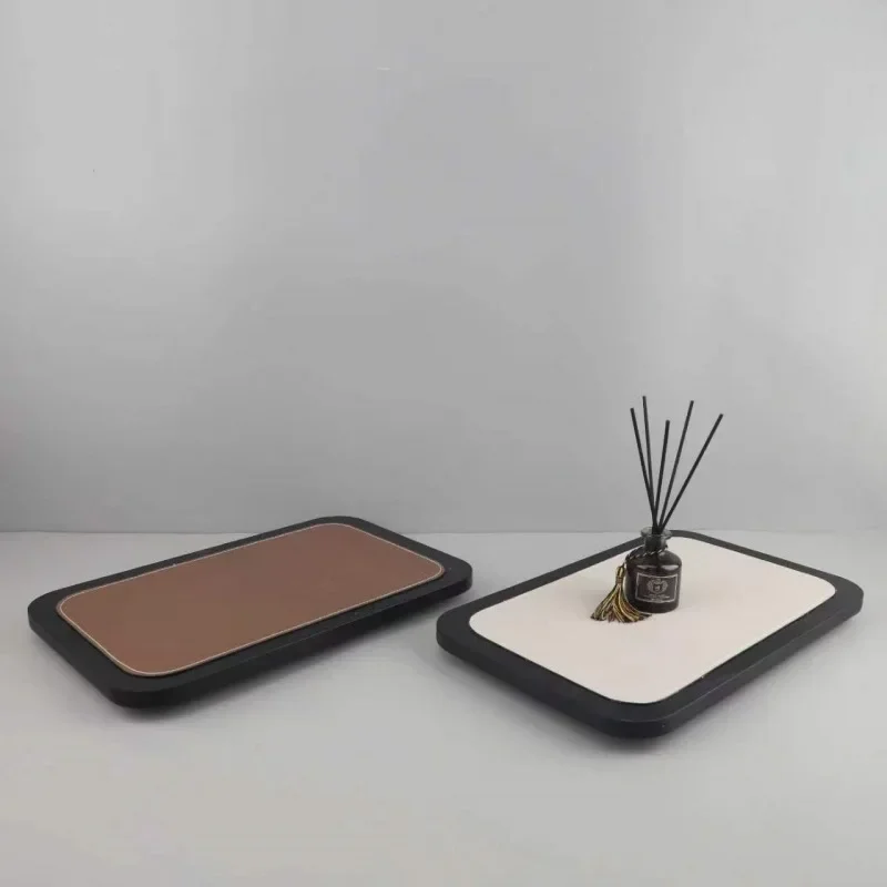 Nordic Rounded Rectangular Horsehair Decorative Tray Modern Minimalist Horse Hair Storage Tray Home Jewelry Fragrance Organizer
