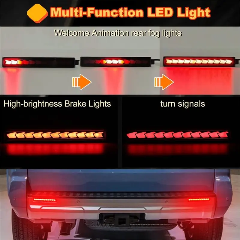 New LED Rear Bumper Reflector Fog Light For Toyota 4Runner 2025 2026 Brake Tail Light Sequential Turn Signal Light