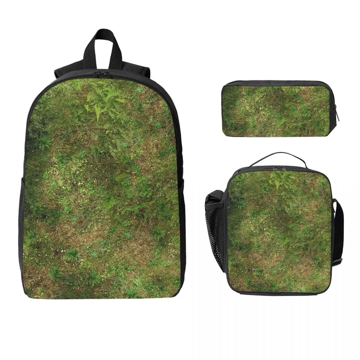 

Grass Battlemat Backpack Student Boys Girls BookBag School Bag Laptop Shoulder Bags 3ps Insulated Lunch Bag Pencil Case