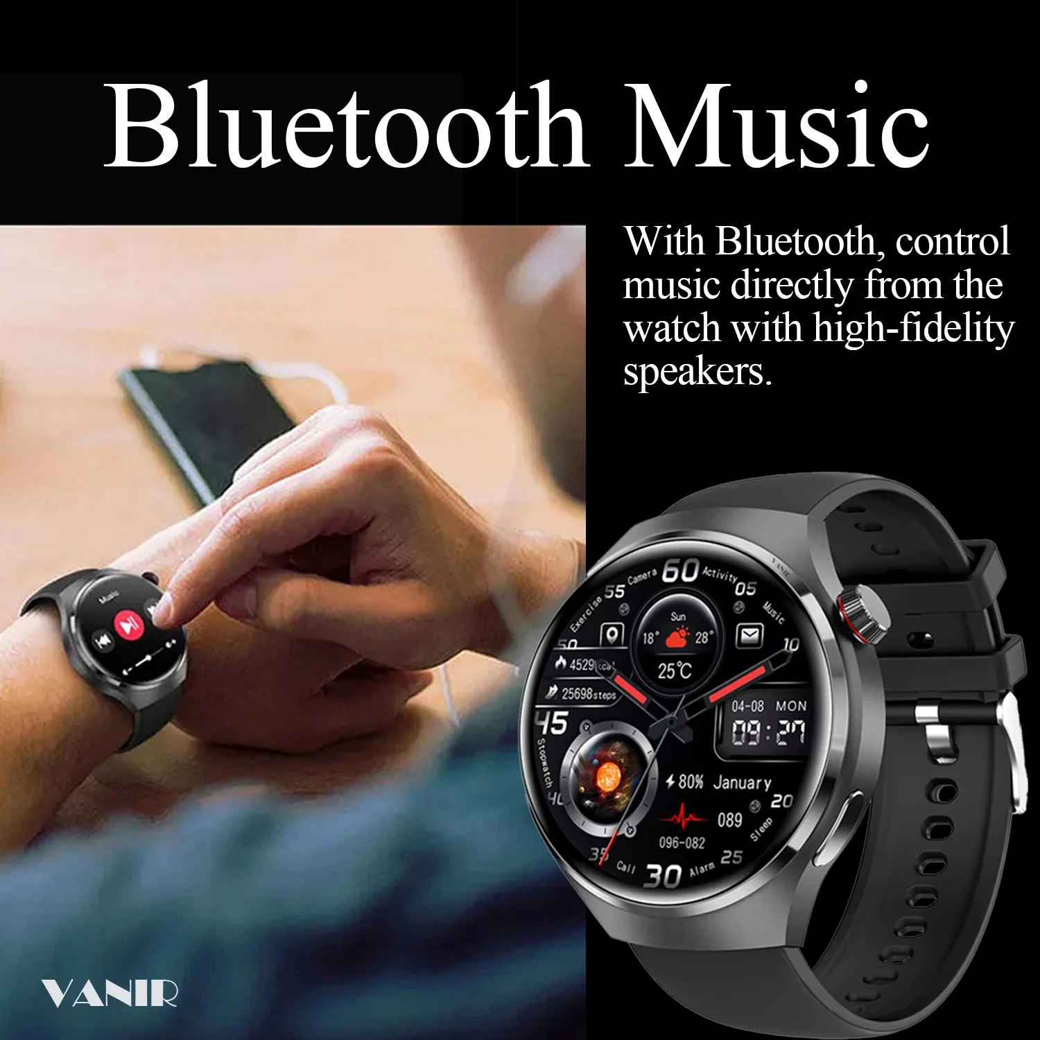 VANIR 2.01インチ Bluetooth スマートウォッチ - 通話の発信と受信、男性と女性のための HD スポーツウォッチ