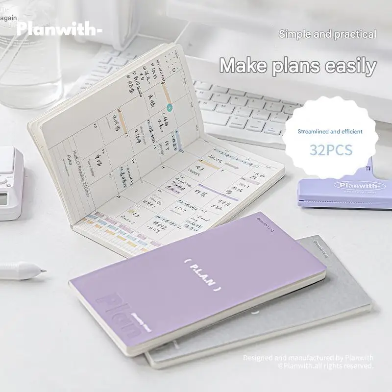 Planwith Self-Filling Notebook, 3 Size Soft Cover 32 Sheets Lightweight Convenient Carrying Book Productivity Planner Schedules