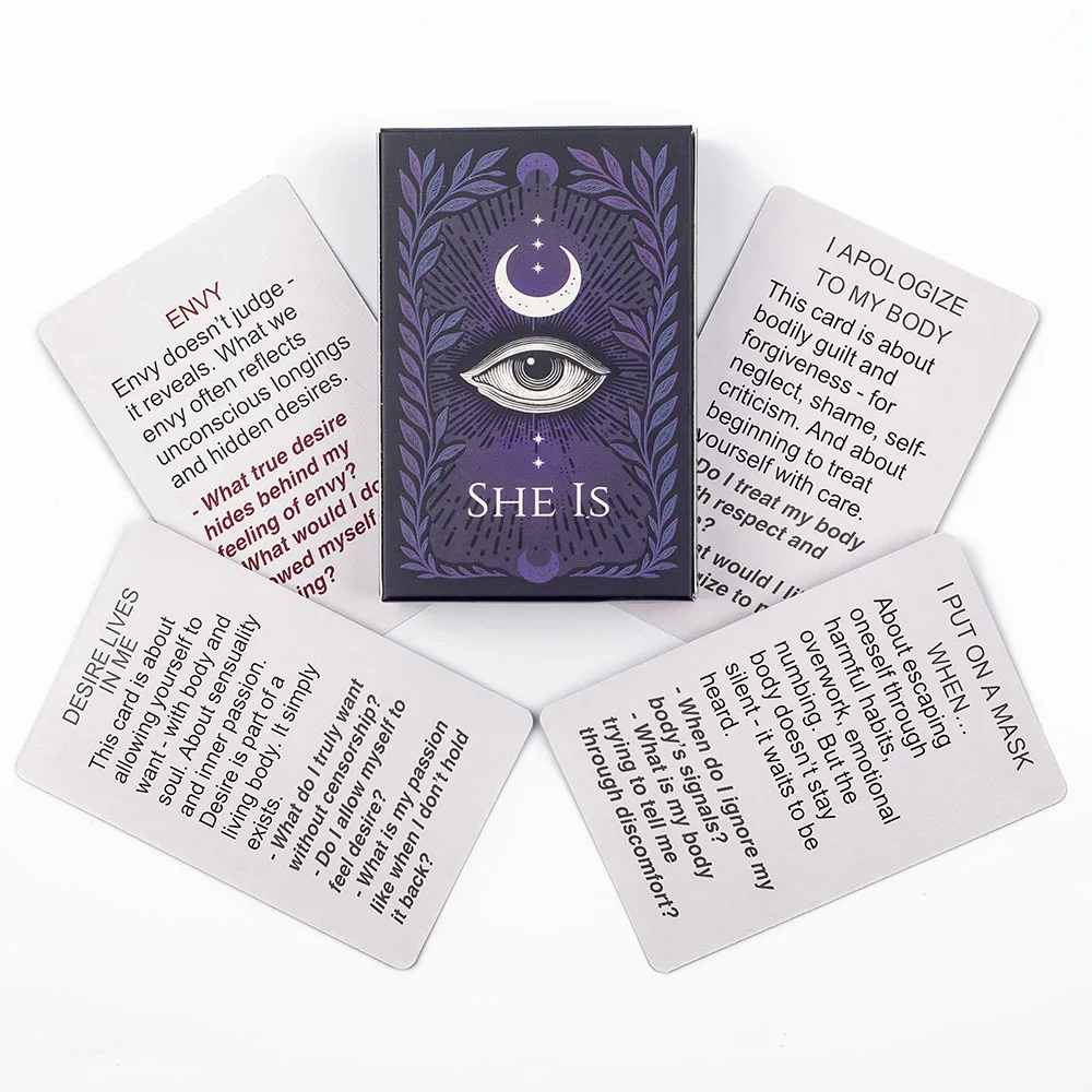 

SHE IS Self-Reflection & Inner Dialogue Cards - Mindfulness Self-Care Tool for Becoming & Belonging Interactive Game