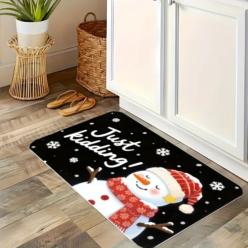 

1PC Festiive Snowman Joke Kitchen Rug Non-Slip Door Mat Pop design Bathroom Rug Bath Mat Carpet for Home Sink Laundry Decor