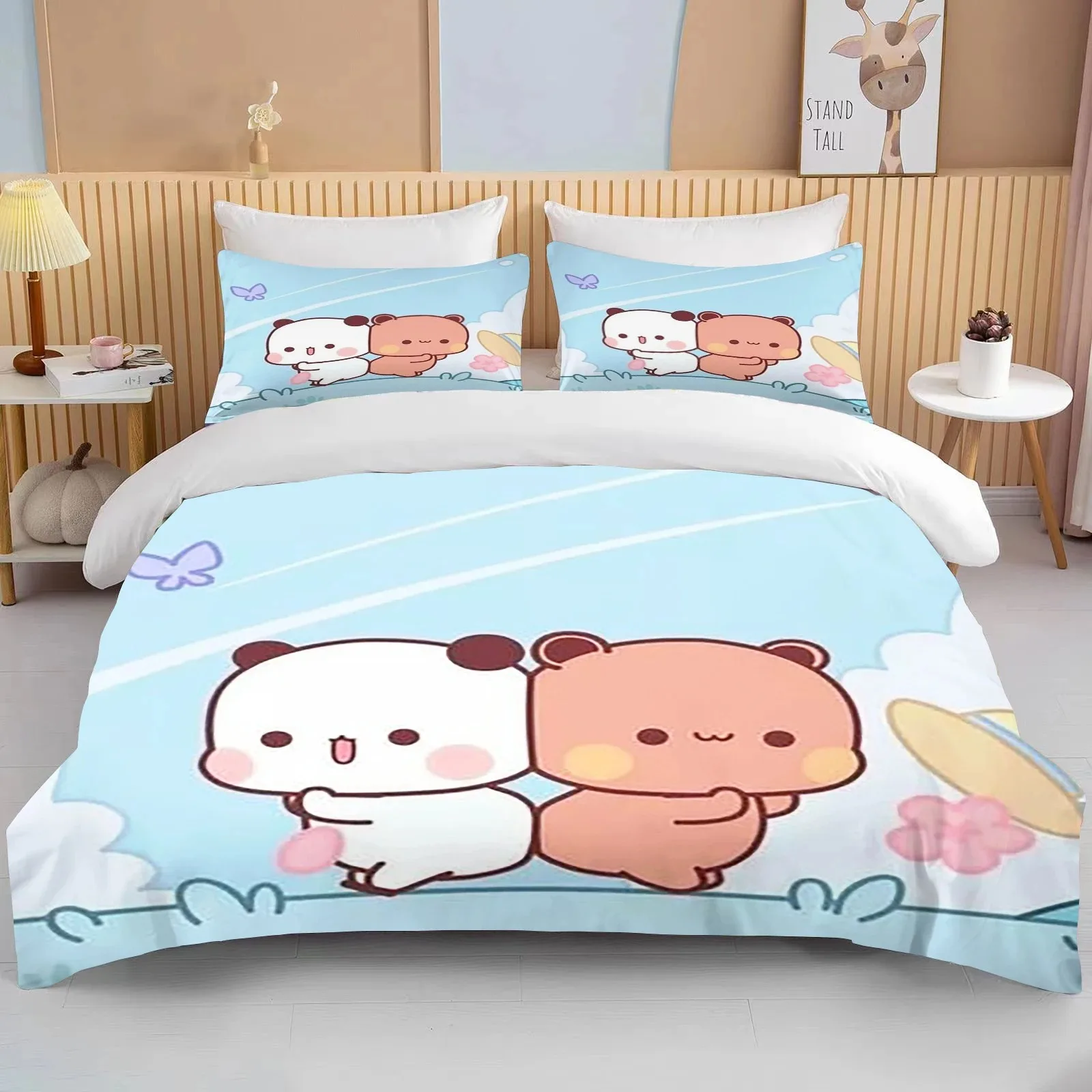 

Bubu Dudu Cartoon Cute Bear Kawaii Christmas Gift King Twin Double Child Bedding Set Microfiber or Polyester Duvet Cover Set