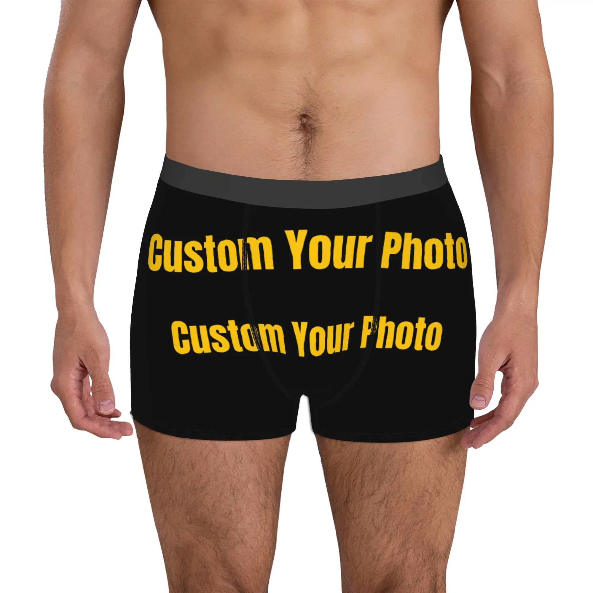 Customized Custom Your Photo Underwear Men Printed  Boxer Shorts Panties Briefs Breathable Underpants