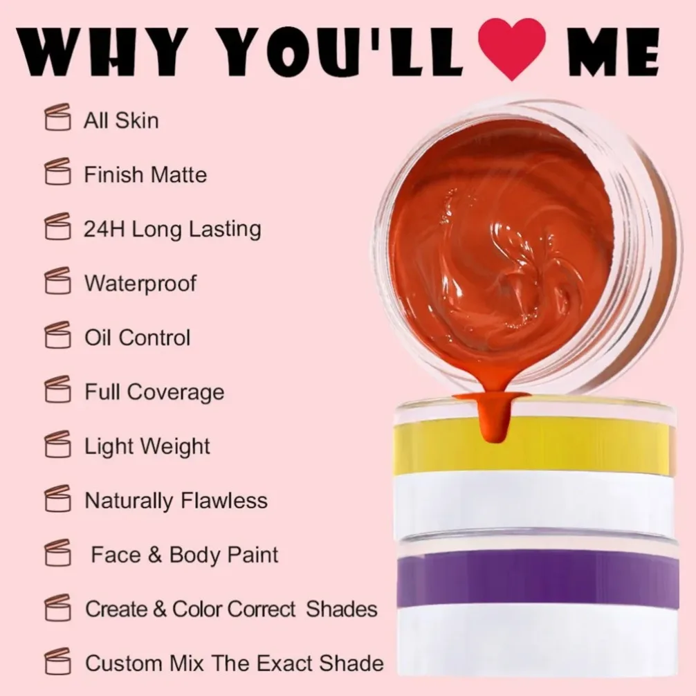 Private Labe Matte Face Body Painting Concealer Halloween Oil Painting, Stage Party Face /clown Oil Color Corrector Concealer