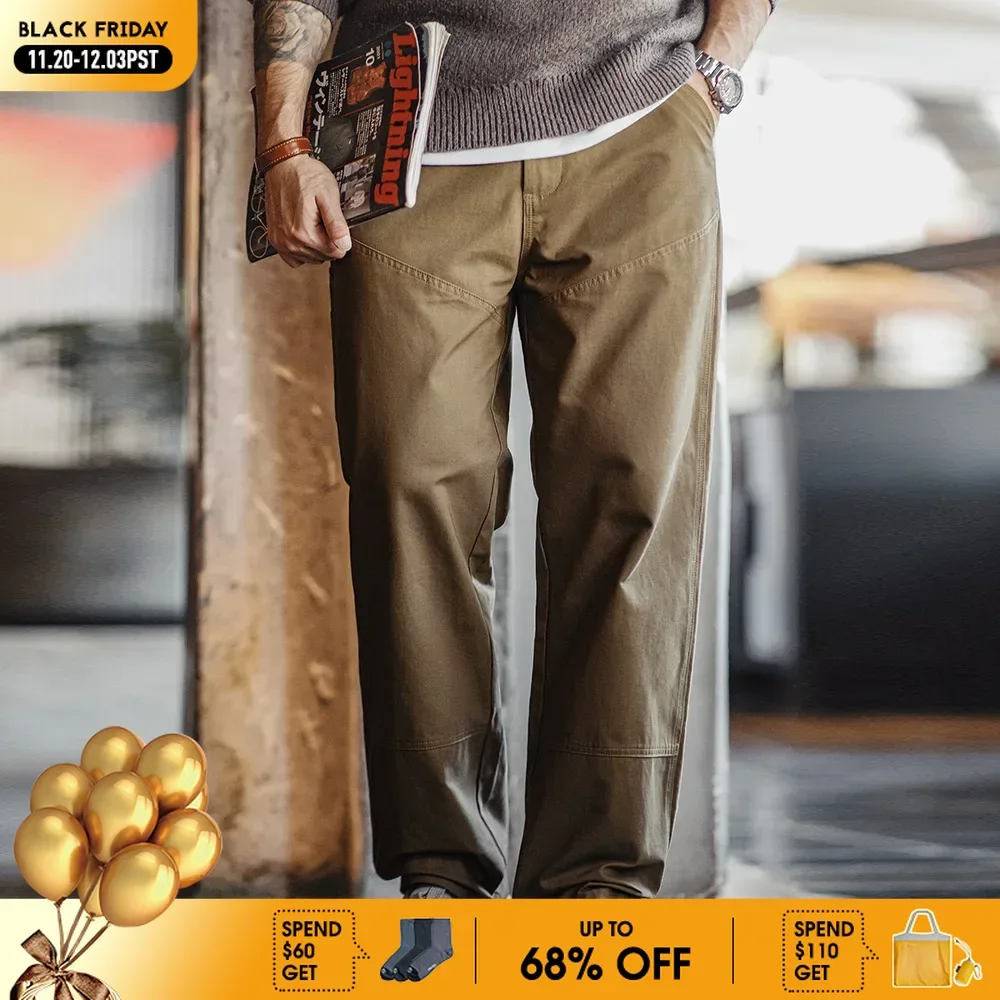 

Винтажные однотонные штаны Maden, универсальные хлопковые Прямые повседневные штаны Lumberjack с застежкой-молнией и карманами, брюки для мужчин