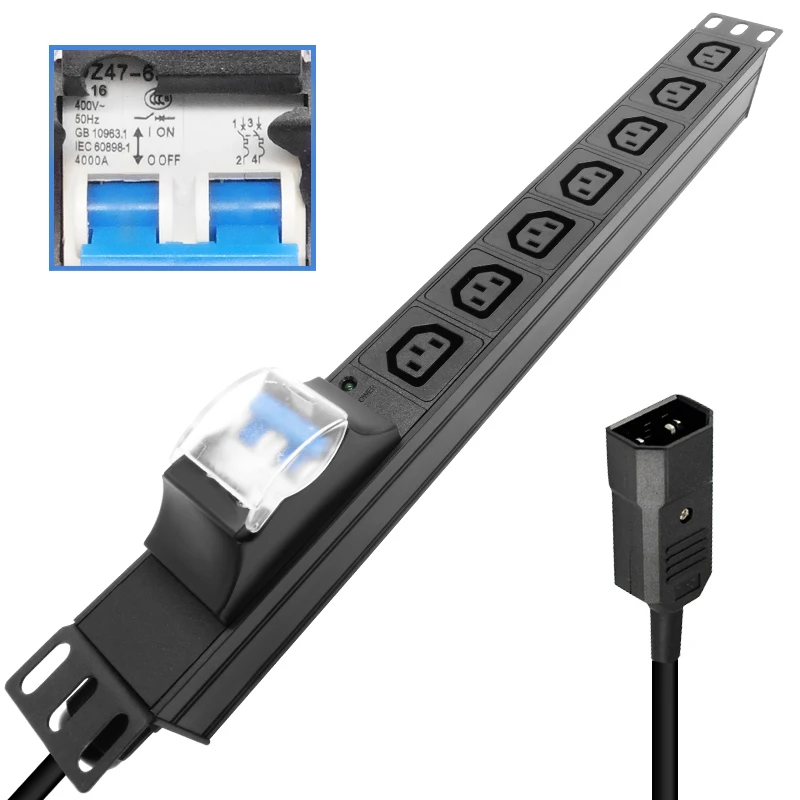 

PDU SPD Power Strip Distribution 7 Unit Network Cabinet Socket Plug 4000W Aluminium alloy Independent switch C13 SOCKET