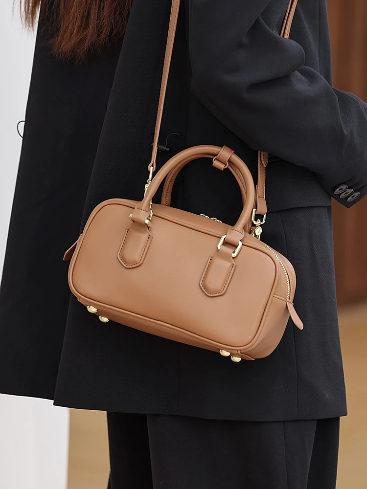 

Кожаная рабочая сумка, маленькая сумка через плечо для женщин, современная нейтральная сумка Pure Color, дорожная сумка с мягкой ручкой и одним плечевым ремнем