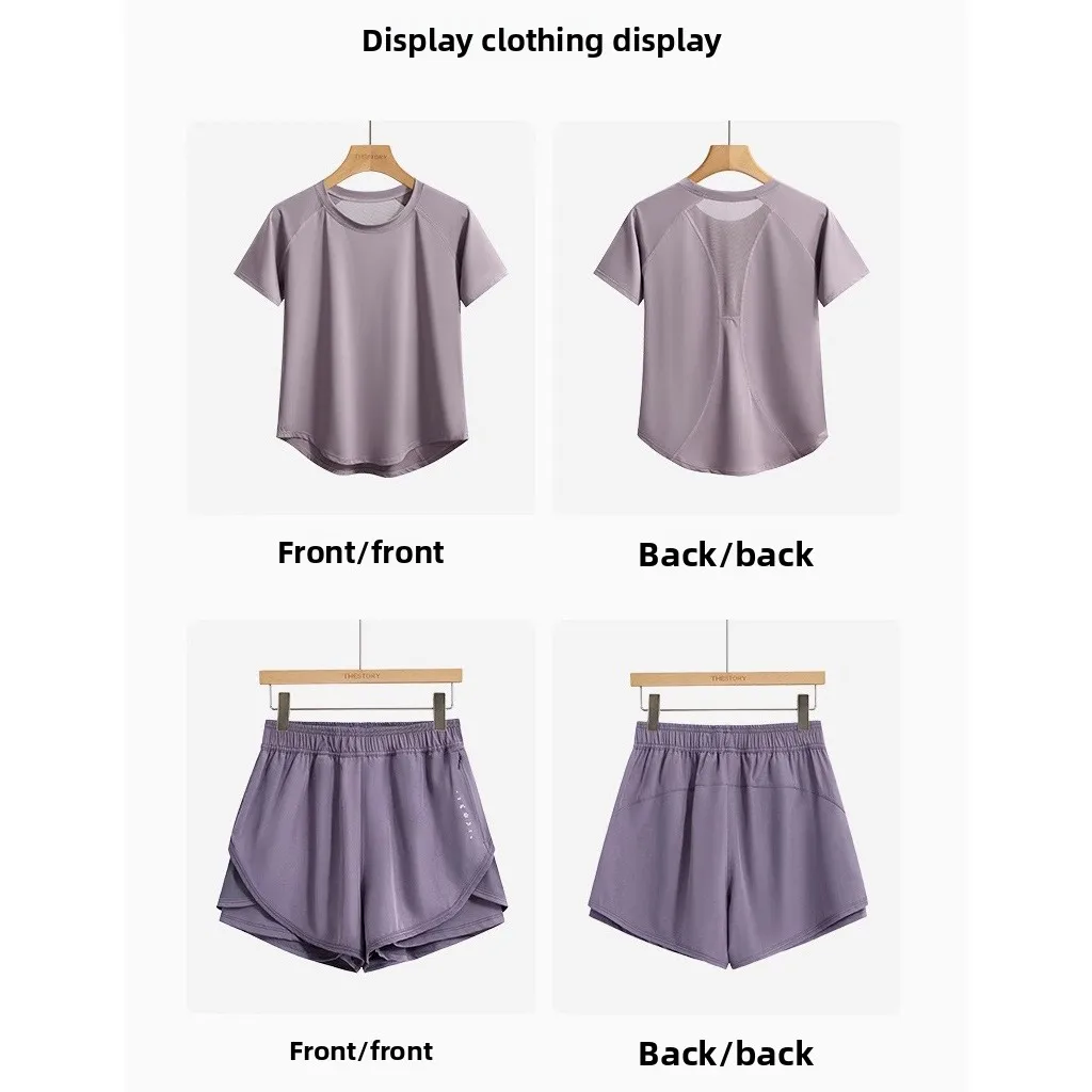 Traje deportivo de verano para mujer, Top deportivo, ropa para correr al aire libre, camiseta transpirable de secado rápido suave elástica a la moda