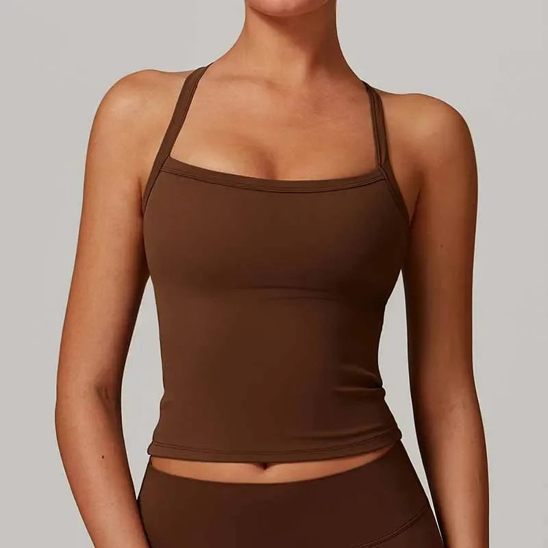 ผู้หญิงข้ามกลับโยคะBreathableกันกระแทกกีฬาเสื้อกั๊กฟิตเนสกีฬาBraเบาะGym Crop Top Running Activeกีฬา