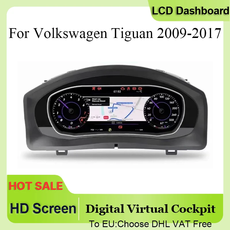 

LCD Digital Display Dashboard Panel For Volkswagen VW Tiguan 2009-2017 Instrument Cluster Cockpit Speedometer Headunit