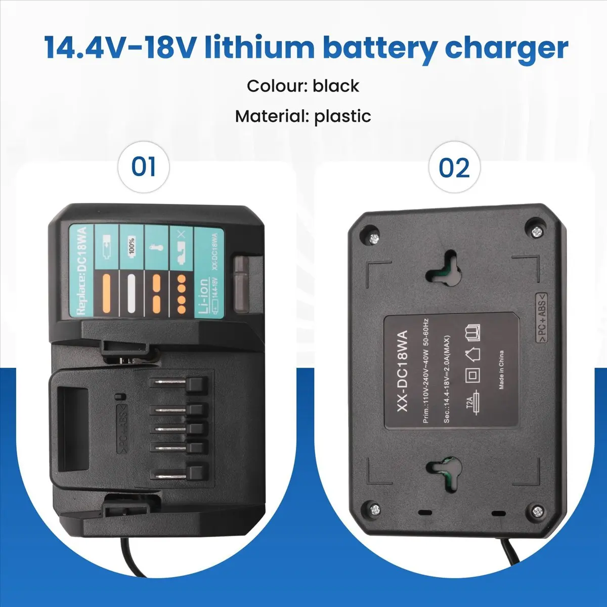 

[A23G] 2X 14,4-18 В Зарядное устройство DC18WA для Maktec MAKITA DC18SG DC1851 BL1813G BL1415G BL1815G BL1413G UH522D UM167D (вилка европейского стандарта)