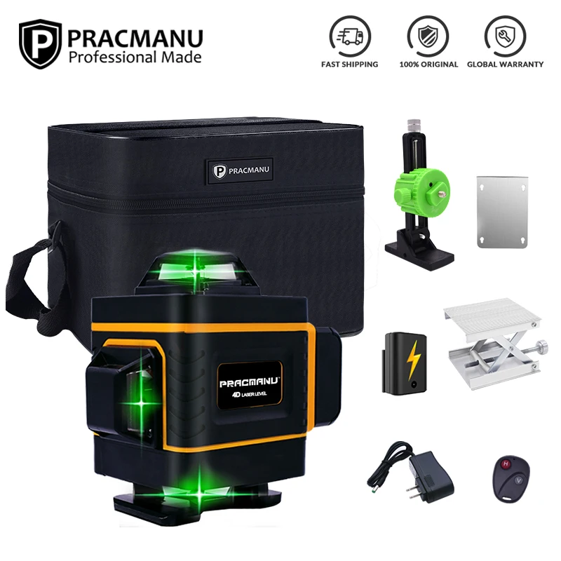 Livello Laser pratico 16 linee livello 4D autolivellante 360 croce orizzontale e verticale livello Laser linea verde Super potente
