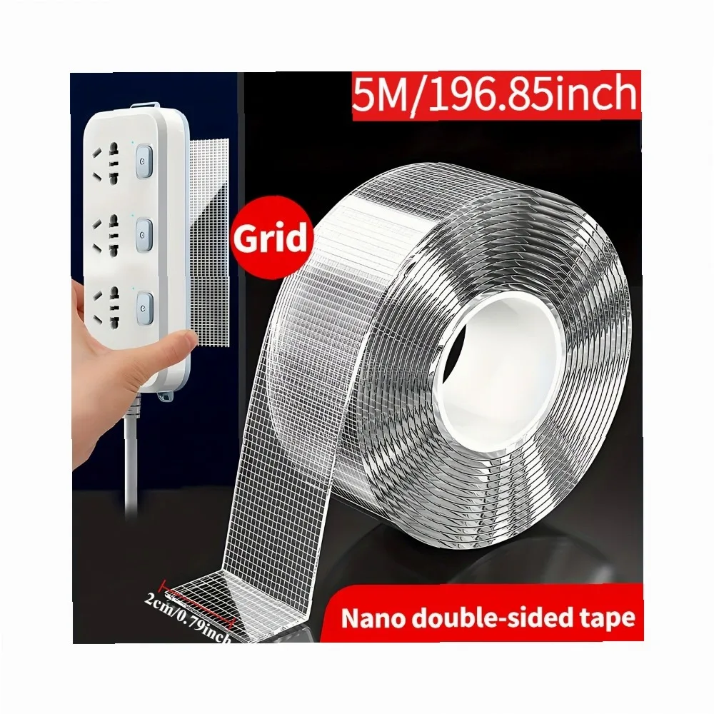 Industrial Nano Double Sided Tape 5M Removable No Residue PET Transparent Strong Adhesive Heavy Duty Mounting Tape