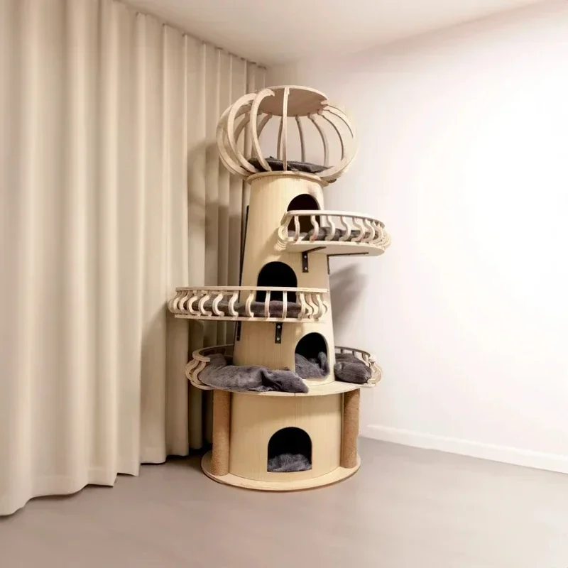 

Ceiling Cat Tree Tower Wooden Cat Climbing Tower With Scratching Posts Cat Tree