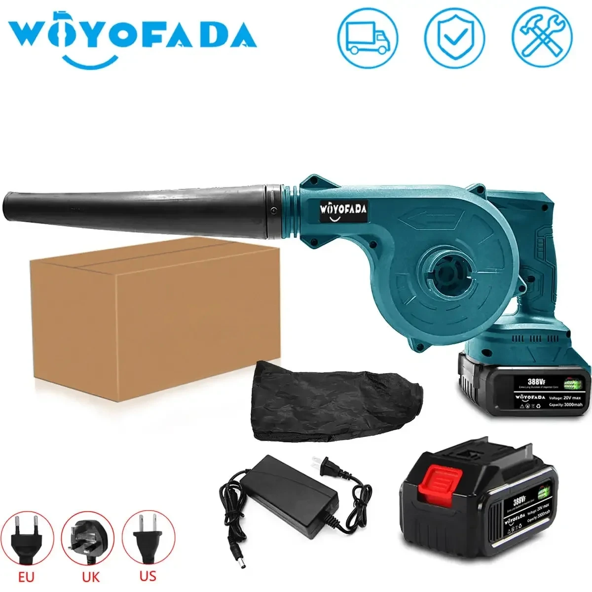 sem Fio Elétrico Air Blower Aspirador Sopro e Sucção Coletor de pó Folha Makita 18v Bateria em 1