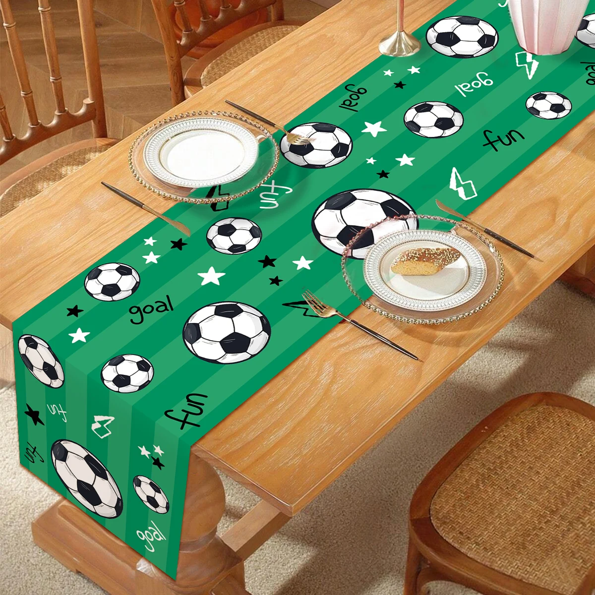

180x35cm Football Table Runner Soccer Birthday Decor Soccer Sports Theme Table Cover Football Birthday Baby Shower Supplies