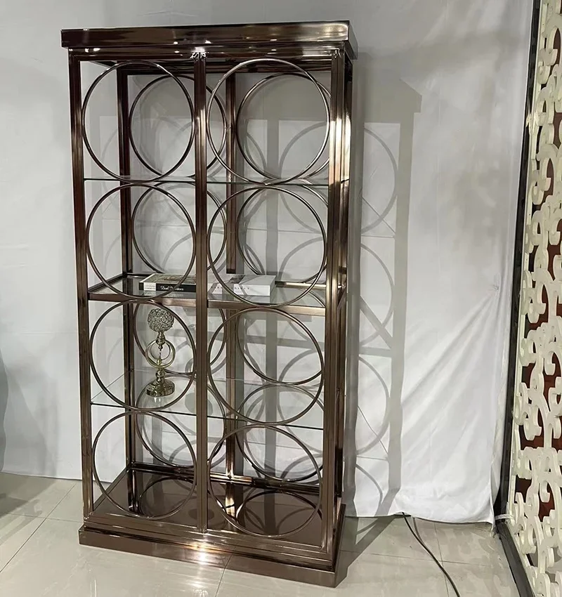 

Contemporary Custom Size Wine Racks European Style Big Display Shelves Gold Color Storage Shelf For Home And Hotel HOT SALES