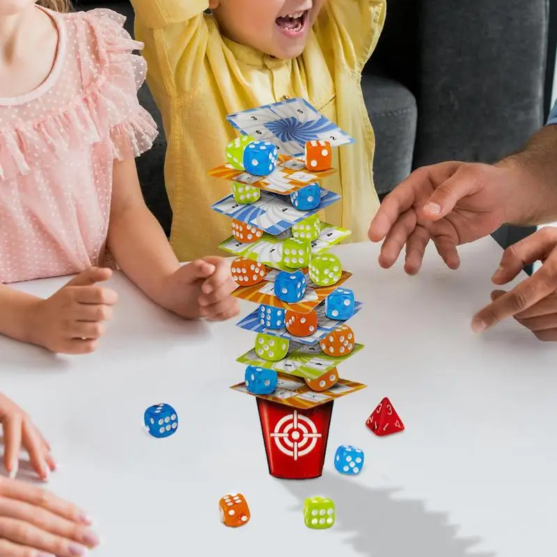 Juego de dados apilables, juegos de mesa interactivos para niños, juguetes educativos coloridos, juego de mesa para dos jugadores, amigo nocturno familiar