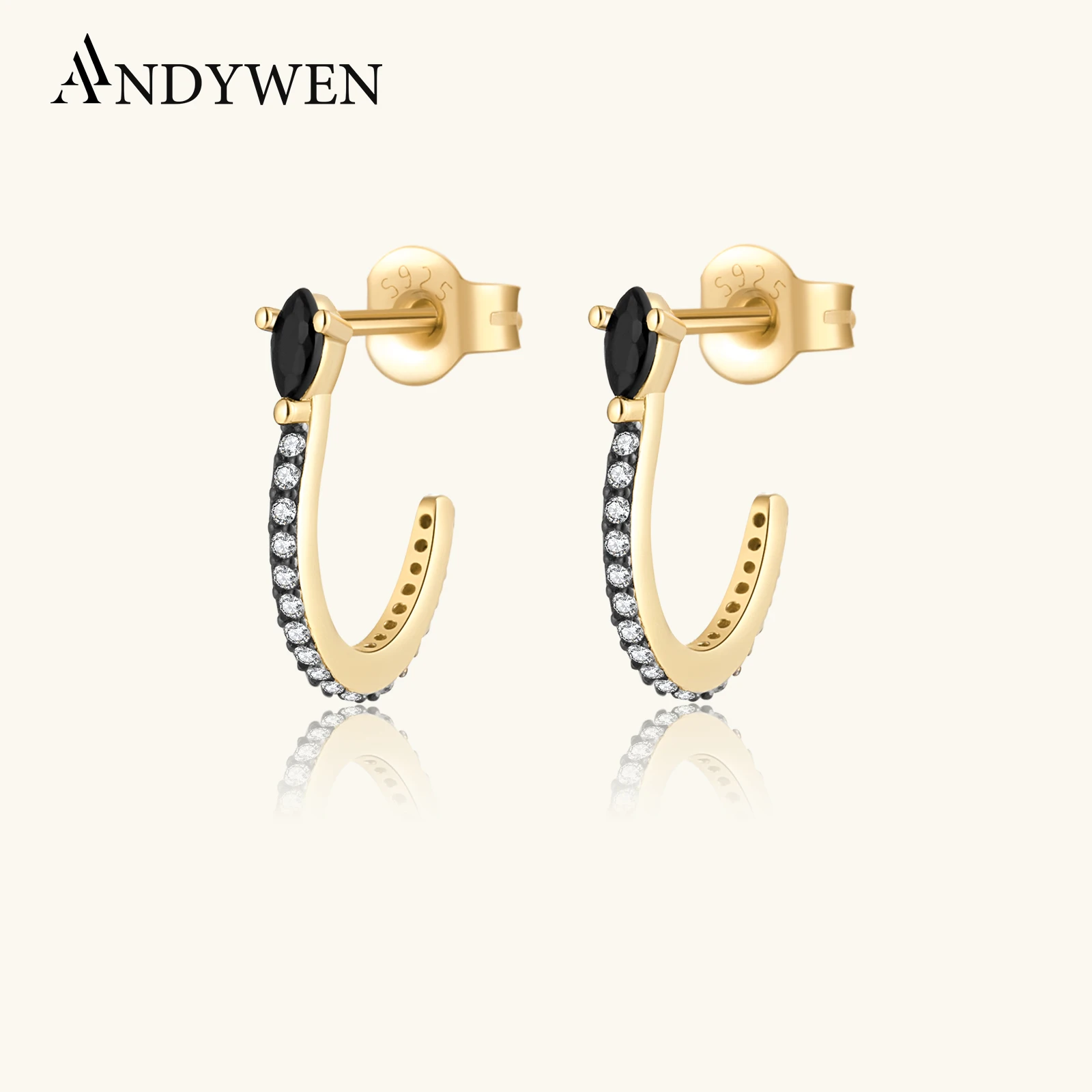

ANDYWEN 100% 925 Sterling Silver Gold Snake Hoops Earring Piercing Pendiant Split Plating CZ Snake Women 2023 Fine Jewelry Gift