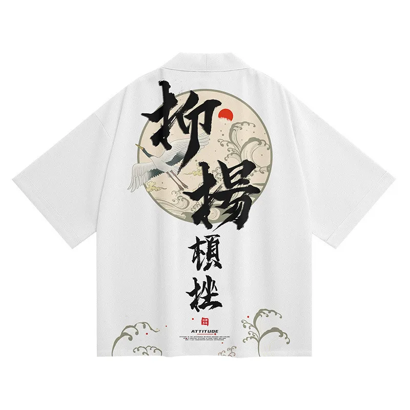 ملابس الشارع الشهير سترة كبيرة الحجم رداء النساء والرجال التقليدية هاوري يوكاتا الصيف اليابانية تأثيري كيمونو
