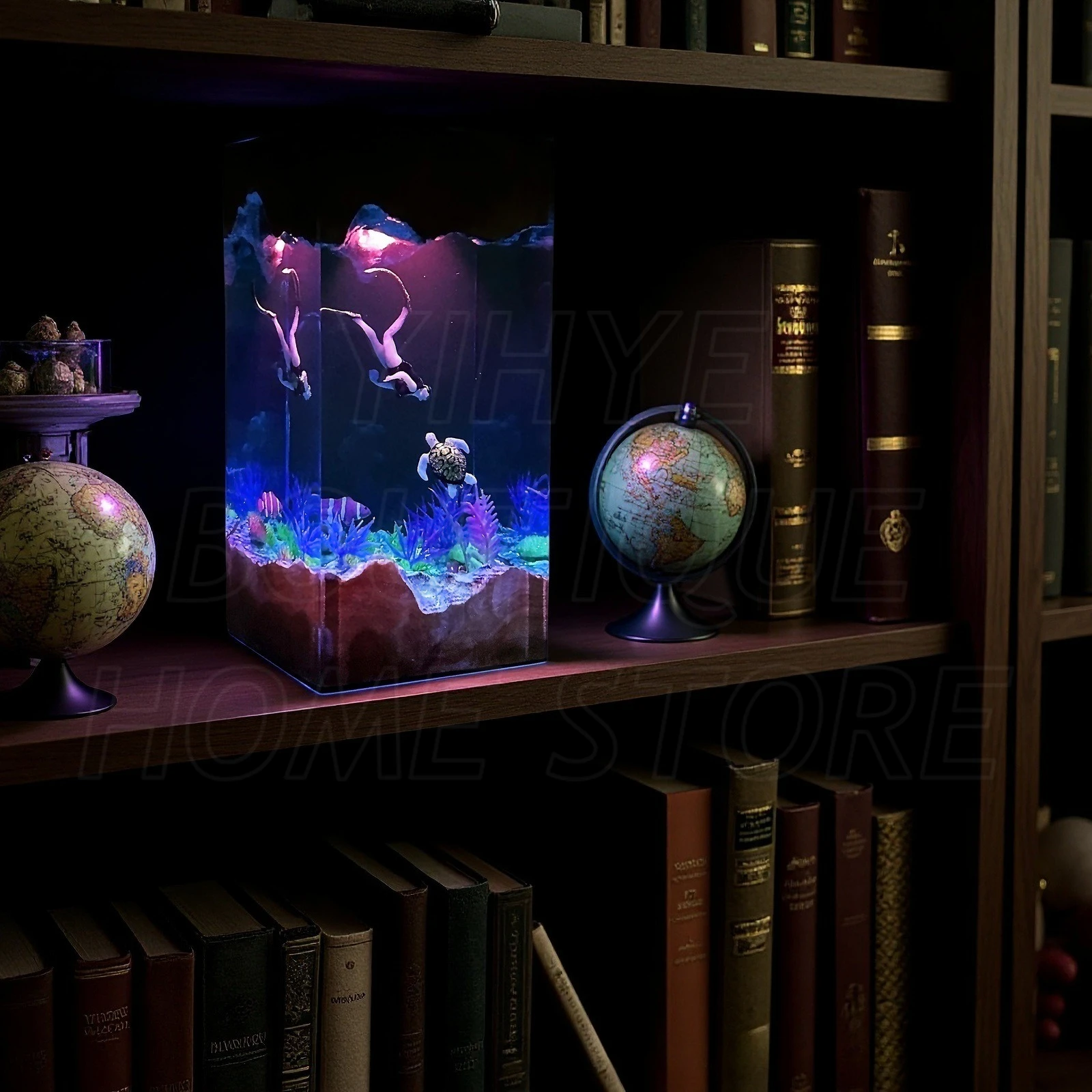 

Resin Hammerhead Shark & Jellyfish Night Light - Ocean-Themed Atmospheric Decor Gift for Christmas & Cross-Border Sales