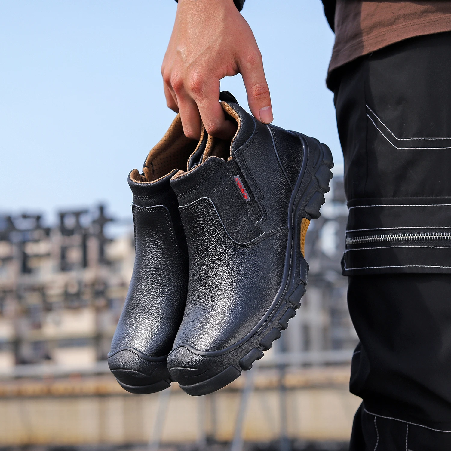 Light Weight Safety Shoes Waterproof Boots Steel Toe Boots for Men Anti-smash Anti-Puncture Work Sneakers Slip On Work Shoes image 5