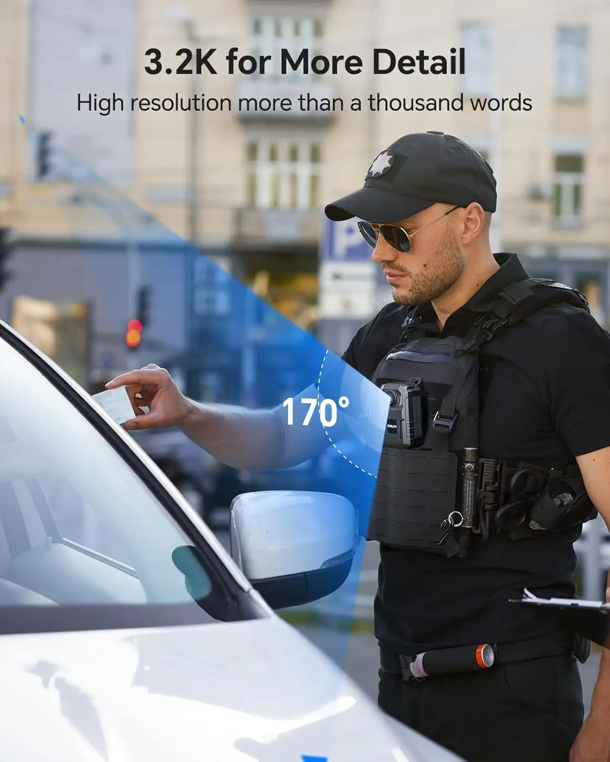 BOBLOV M10 3,2 K cámara corporal 6000mAh batería grande grabación de 20 horas 128GB cámara de seguridad policial con función GPS cámara desgastada por el cuerpo