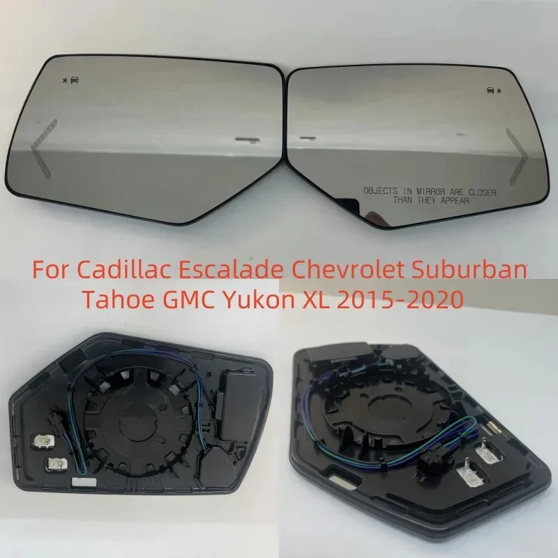 Heated Side Mirror Glass with Turn Signal & Blind Spot Detection Fit for Cadillac Escalade Chevrolet Suburban Tahoe GMC Yukon XL