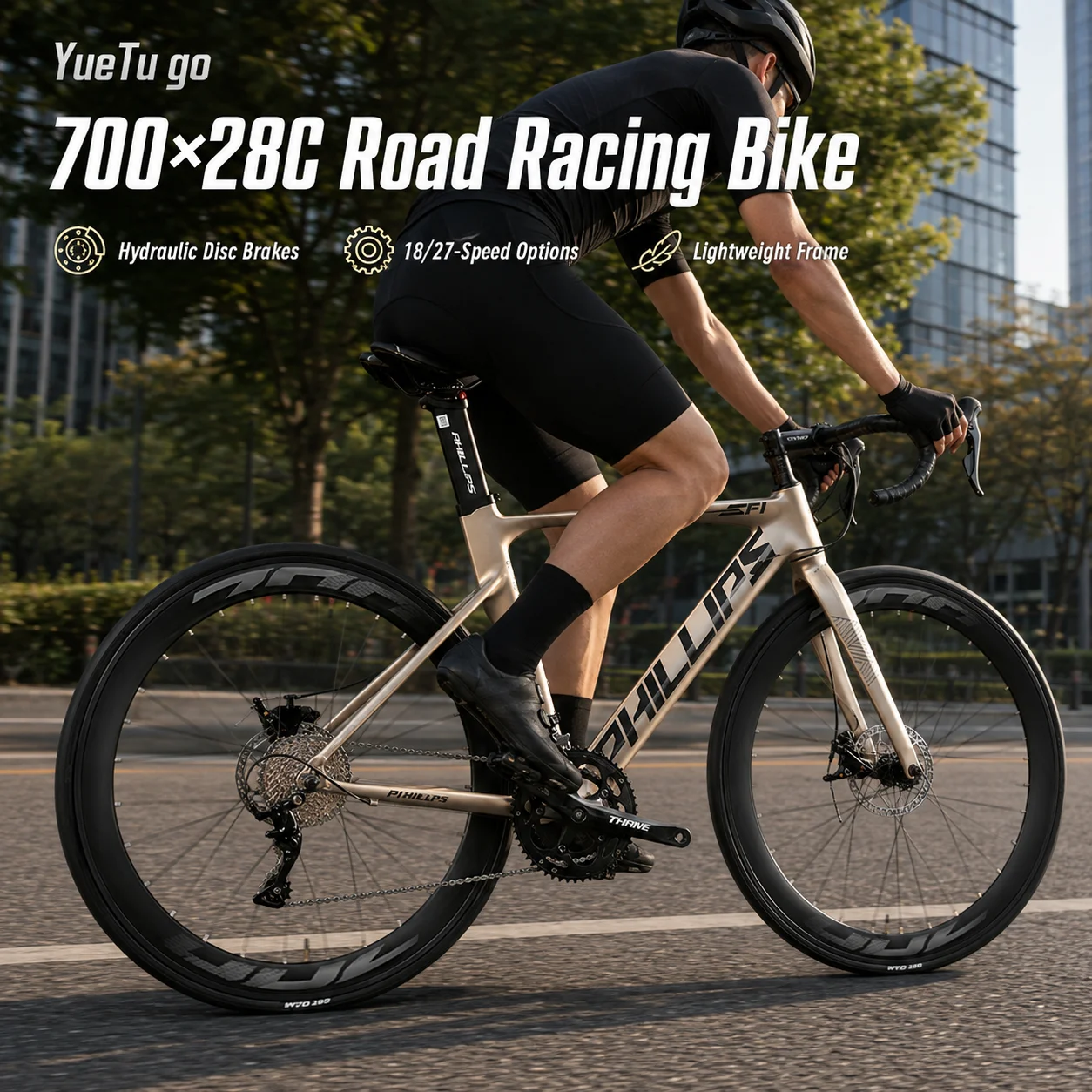 700×28C Road Bike 18/27 Speed Racing Bicycle with Lightweight Aero Frame Hydraulic Disc Brakes Deep Rim Wheels gravel bicicleta