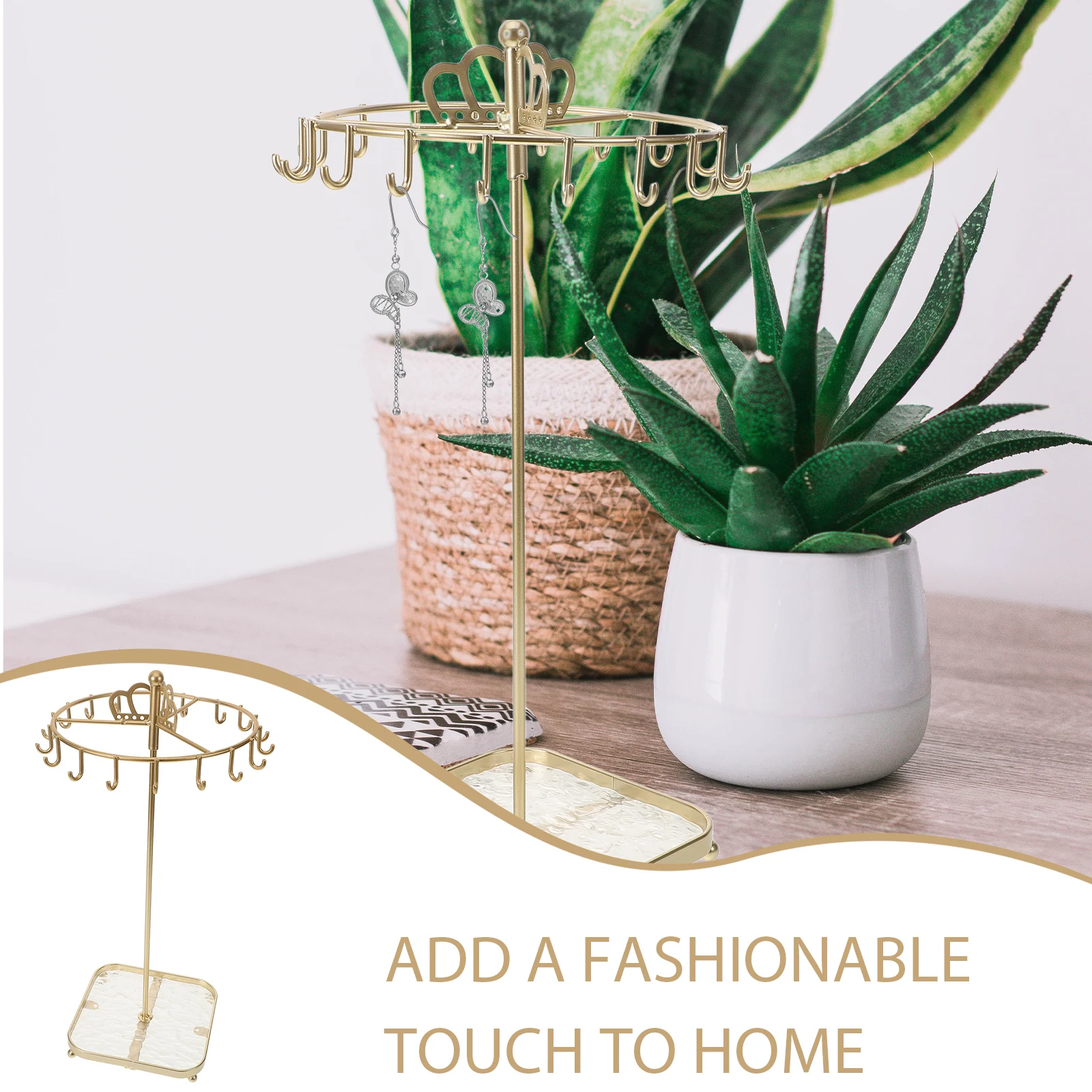 

Square Acrylic Jewelry Stand Rack À Holds Rotating Display Tiered Metal Necklace Holder Earring Dust-proof