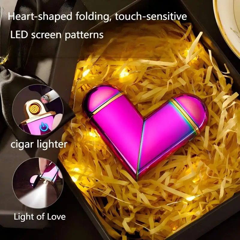

Foldable Dual-Use Heart-Shaped Lighter with Creative Projection Fingerprint Sensor and USB Charging
