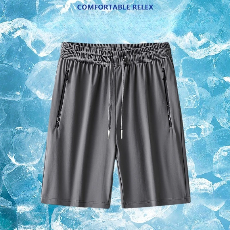 

Летние модные свободные быстросохнущие спортивные шорты для активного отдыха и походов, трендовые шорты из ледяного шелка, 5-точечные брюки