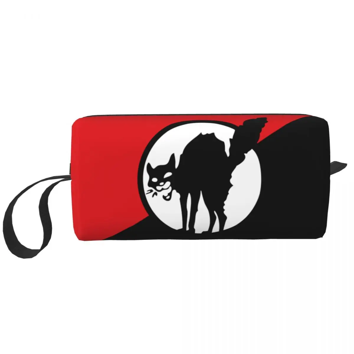 Custom Anarchist Black Cat Flag Toiletry Bag Women Cosmetic Makeup Organizer Lady Beauty Storage Dopp Kit Case