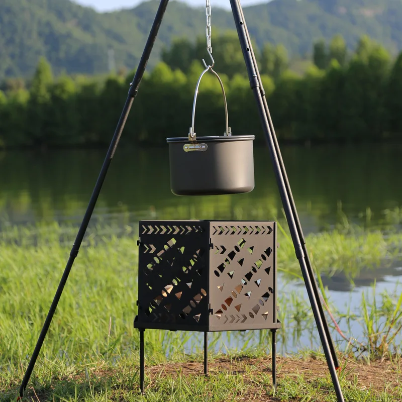 موقد نار المعسكر المحمول القابل للطي في الهواء الطلق، تسخين موقد خشبي للتخييم #1